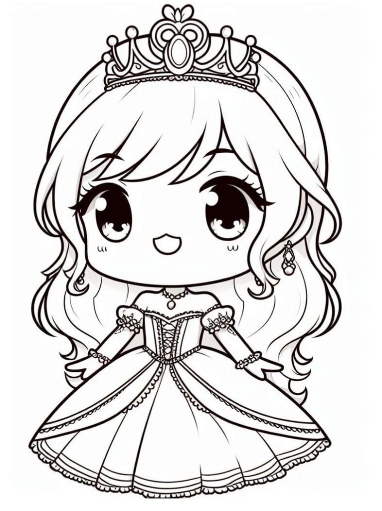 Tô màu Công Chúa Chibi Đáng Yêu Cute 1 Tô màu Công Chúa Chibi Đáng Yêu Cute dễ thương cho bé