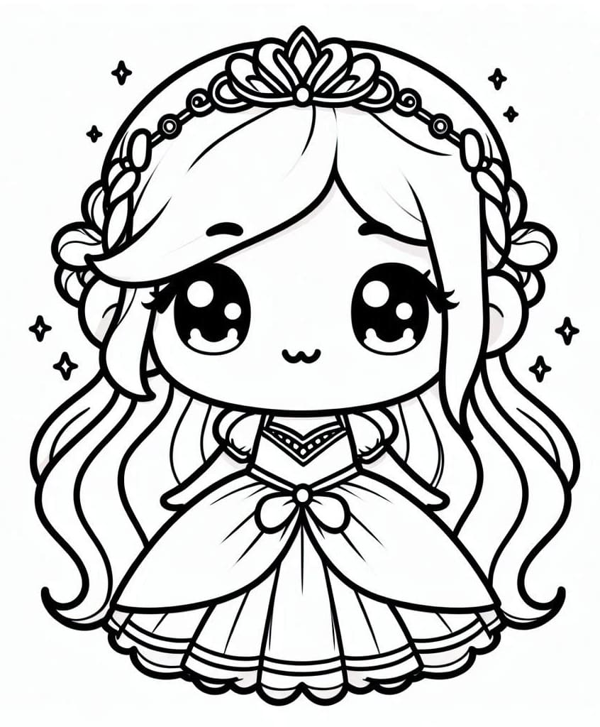 Tô màu Công Chúa Chibi Mỉm Cười 1 Tô màu Công Chúa Chibi Mỉm Cười dễ thương cho bé