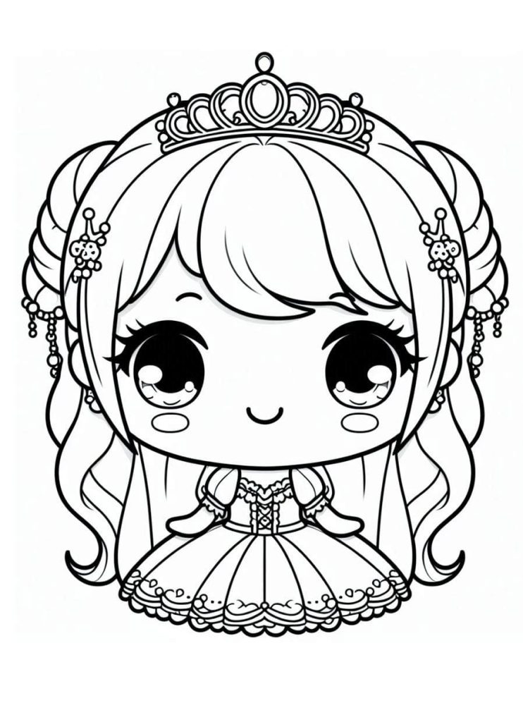 Tô màu Công Chúa Chibi Xinh Đẹp 1 Tô màu Công Chúa Chibi Xinh Đẹp giúp bé rèn luyện khả năng tô màu
