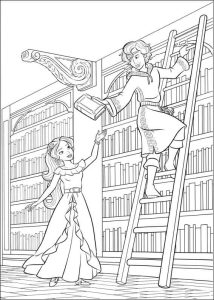 Tô màu Công Chúa Elena Trong Thư Viện cho bé tập tô