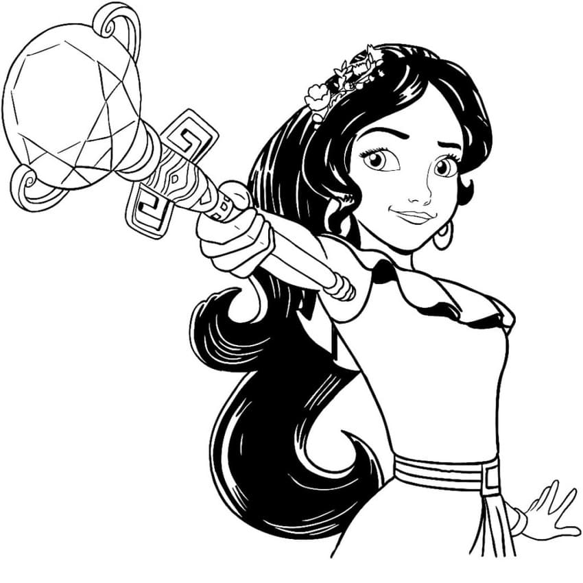 Tô màu Công Chúa Elena và Gậy Phép 1 Tô màu Công Chúa Elena và Gậy Phép dễ thương cho bé