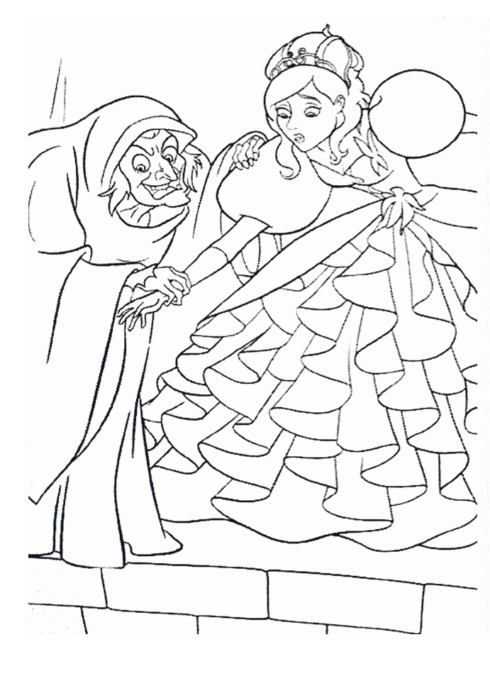 Tô màu Công Chúa Giselle và Phù Thủy 1 Tô màu Công Chúa Giselle và Phù Thủy dễ thương cho bé