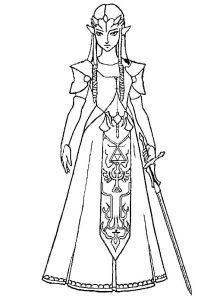 Tô màu Công Chúa Zelda Cầm Gươm cho bé tập tô