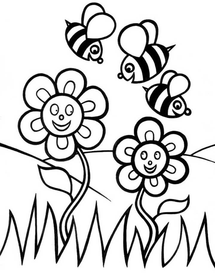 Tô màu Đàn Ong và Vườn Hoa Vui Vẻ 1 Tô màu Đàn Ong và Vườn Hoa Vui Vẻ giúp bé rèn luyện khả năng tô màu