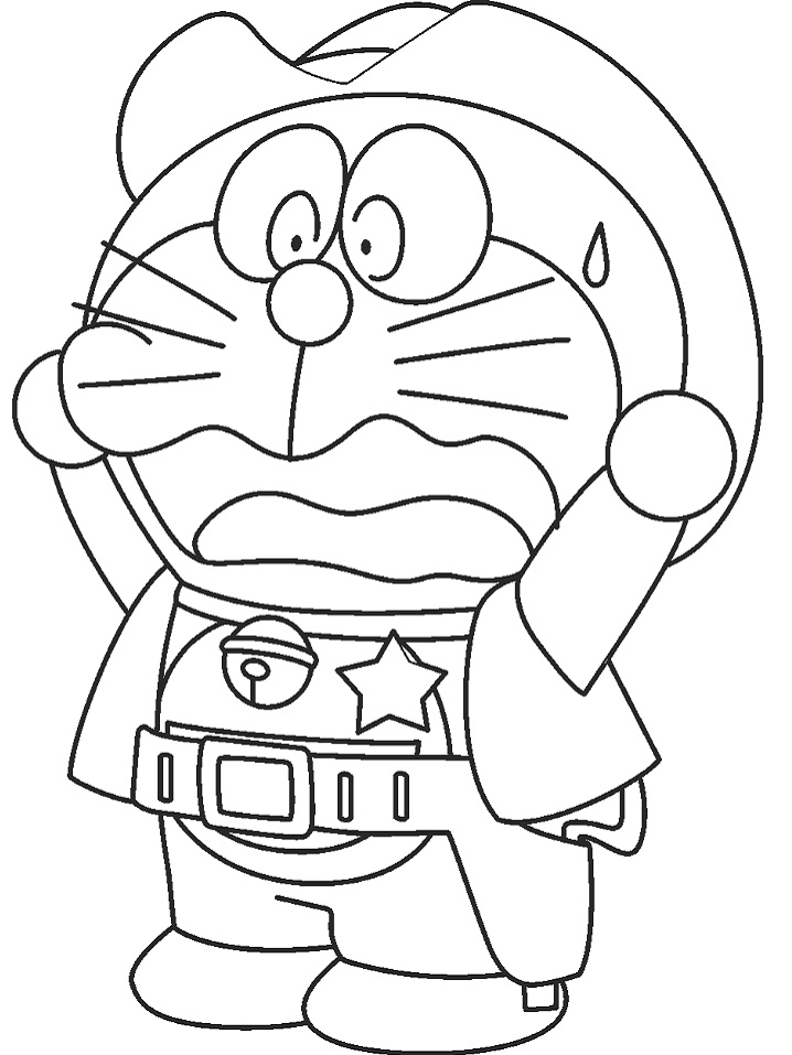 Tô màu doraemon cao bồi 1 Tô màu doraemon cao bồi dễ thương cho bé