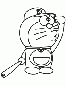Tô màu doraemon đánh bóng chày giúp bé rèn luyện khả năng tô màu