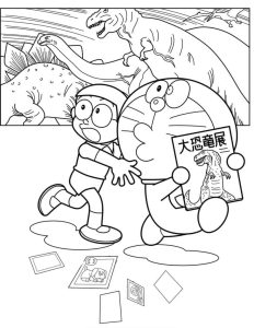 Tô màu Doraemon, Nobita Và Khủng Long dễ thương cho bé
