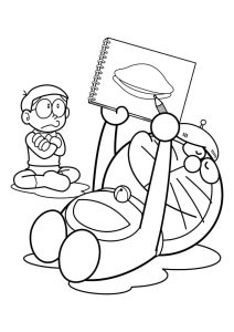 Tô màu Doremon Đang Ngủ cho bé tập tô