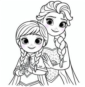Tô màu Elsa và Anna Cute và Đáng Yêu dễ thương cho bé