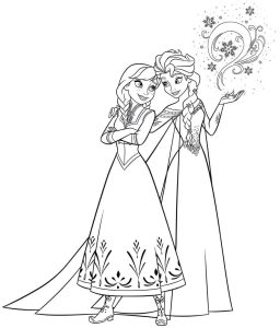 Tô màu Elsa và Anna Vui Mừng cho bé tập tô