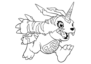 Tô màu gabumon trong digimon cho bé tập tô