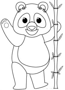 Tô màu Gấu Trúc Vẫy Tay cho bé tập tô