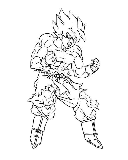 Tô màu Goku Kích Hoạt Siêu Năng Lực cho bé tập tô