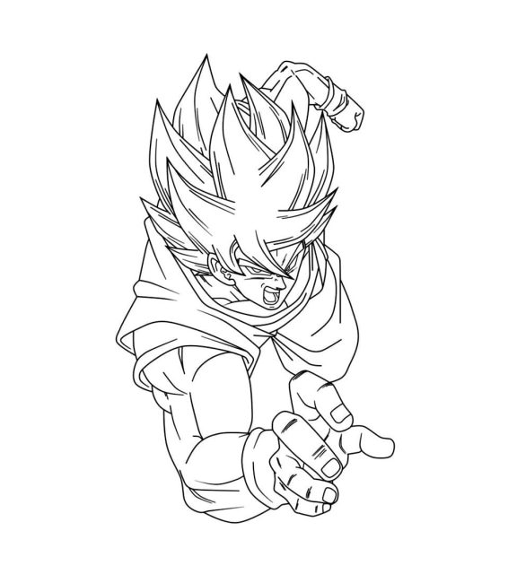 Tô màu Goku Lao Đến cho bé tập tô