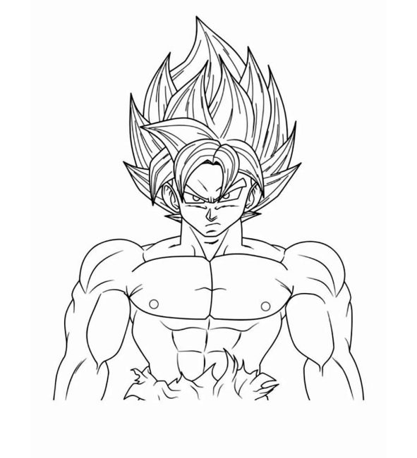 Tô màu Goku Nghiêm Túc dễ thương cho bé