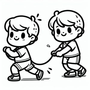 Tô màu Hai Cậu Bé Tập Thể Dục dễ thương cho bé