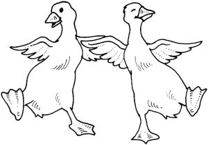 Tô màu Hai Con Ngỗng Vui Vẻ cho bé tập tô