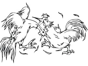 Tô màu Hai Gà Trống Đánh Nhau cho bé tập tô