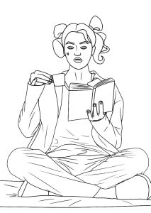 Tô màu Harley Quinn Đọc Sách dễ thương cho bé