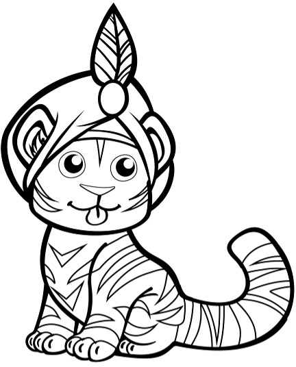 Tô màu hổ con đội mũ turban 1 Tô màu hổ con đội mũ turban cho bé tập tô