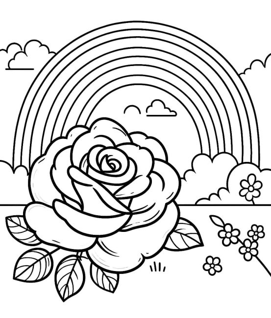 Tô màu Hoa Hồng Và Cầu Vồng giúp bé rèn luyện khả năng tô màu