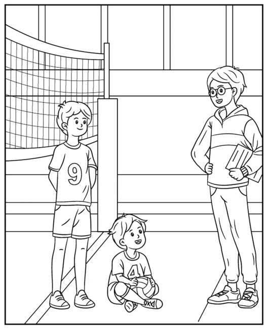 Tô màu Huấn Luyện Bóng Chuyền cho bé tập tô