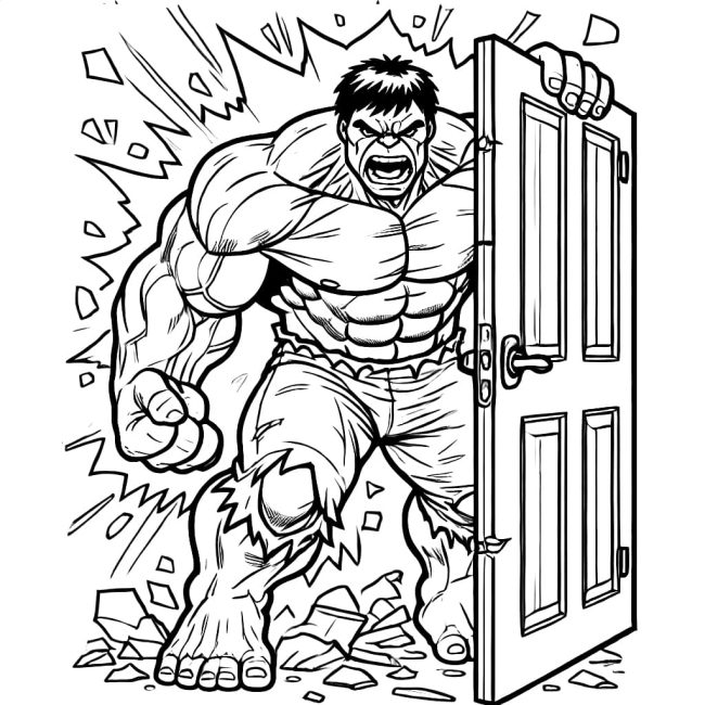 Tô màu Hulk Cầm Cánh Cửa dễ thương cho bé