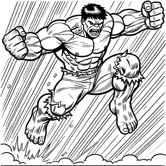 Tô màu Hulk Nhảy Lên cho bé tập tô