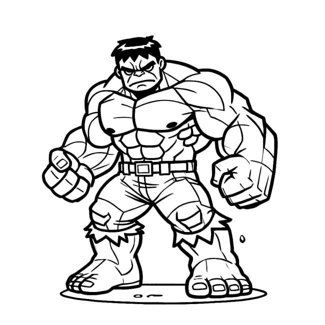 Tô màu Hulk Nhìn Chằm Chằm dễ thương cho bé