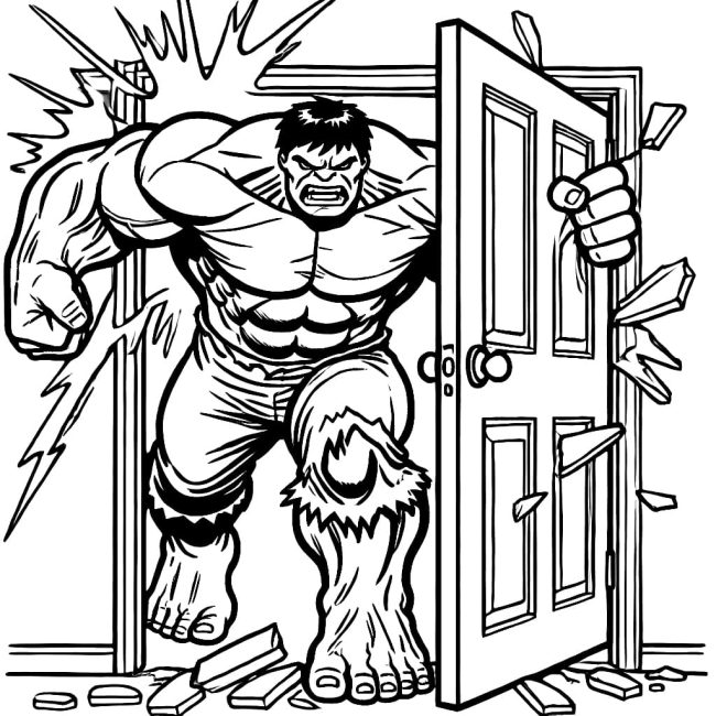 Tô màu Hulk Phá Cửa cho bé tập tô