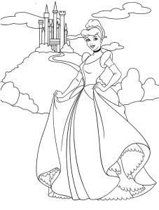 Tô màu lọ lem bên tòa lâu đài giúp bé rèn luyện khả năng tô màu