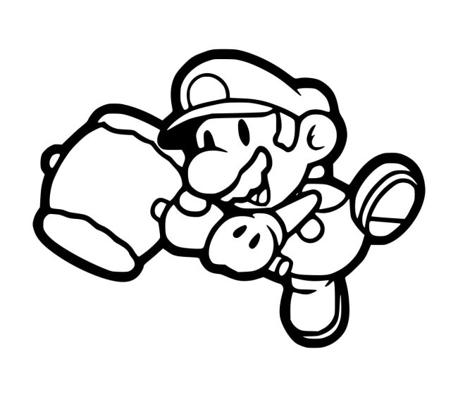 Tô màu Mario Cầm Búa cho bé tập tô