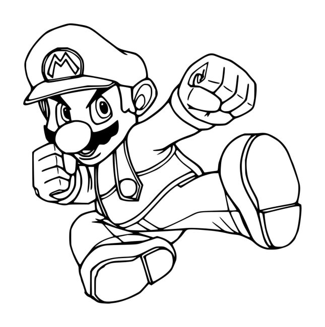 Tô màu Mario Chiến Đấu dễ thương cho bé
