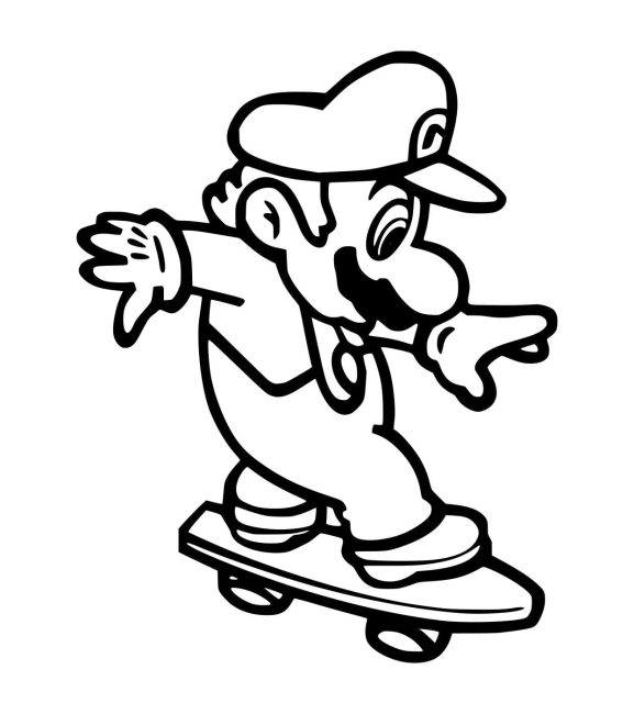 Tô màu Mario Chơi Ván Trượt giúp bé rèn luyện khả năng tô màu