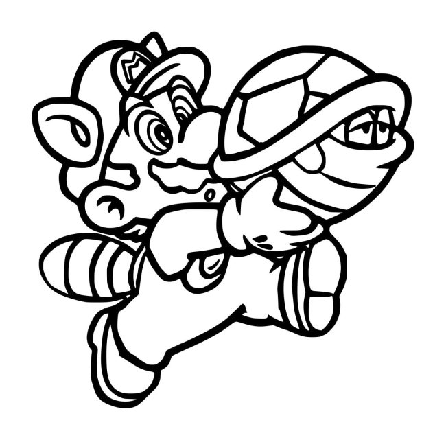 Tô màu Mario Ôm Một Con Rùa cho bé tập tô