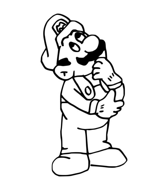 Tô màu Mario Suy Nghĩ cho bé tập tô