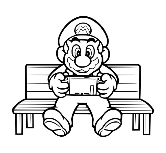 Tô màu Mario Trên Ghế dễ thương cho bé