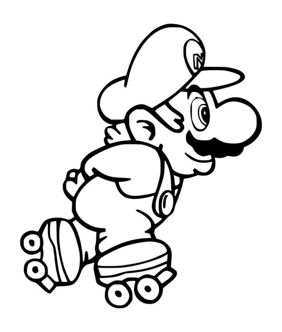 Tô màu Mario Trượt Patin dễ thương cho bé