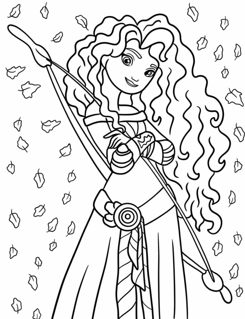 Tô màu Merida Can đảm 1 Tô màu Merida Can đảm dễ thương cho bé