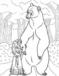 Tô màu Merida Và Chú Gấu dễ thương cho bé