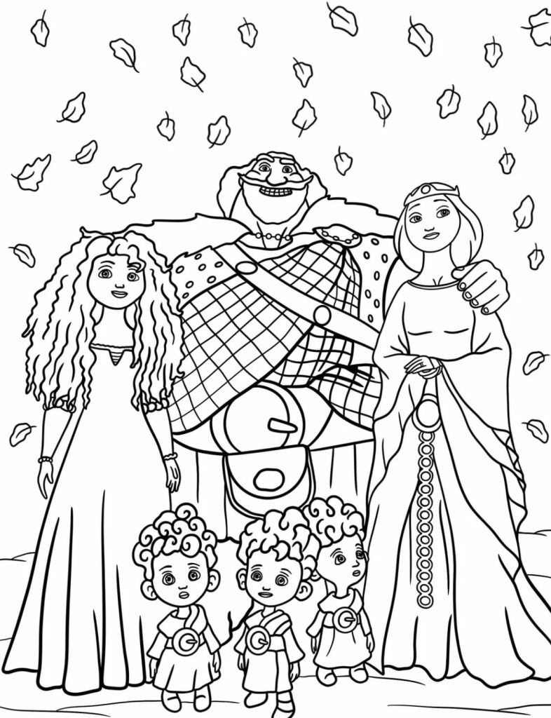 Tô màu Merida và Gia Đình 1 Tô màu Merida và Gia Đình cho bé tập tô