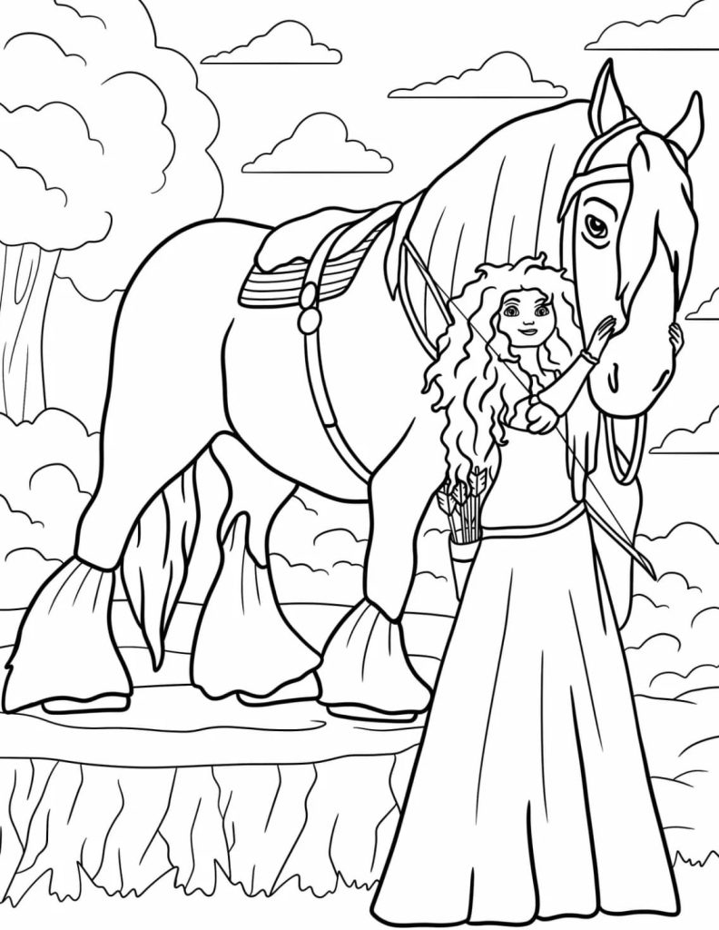 Tô màu Merida Và Ngựa Của Cô Ấy 1 Tô màu Merida Và Ngựa Của Cô Ấy cho bé tập tô