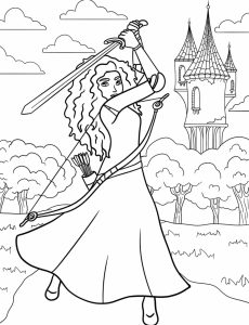 Tô màu Merida Với Thanh Kiếm giúp bé rèn luyện khả năng tô màu