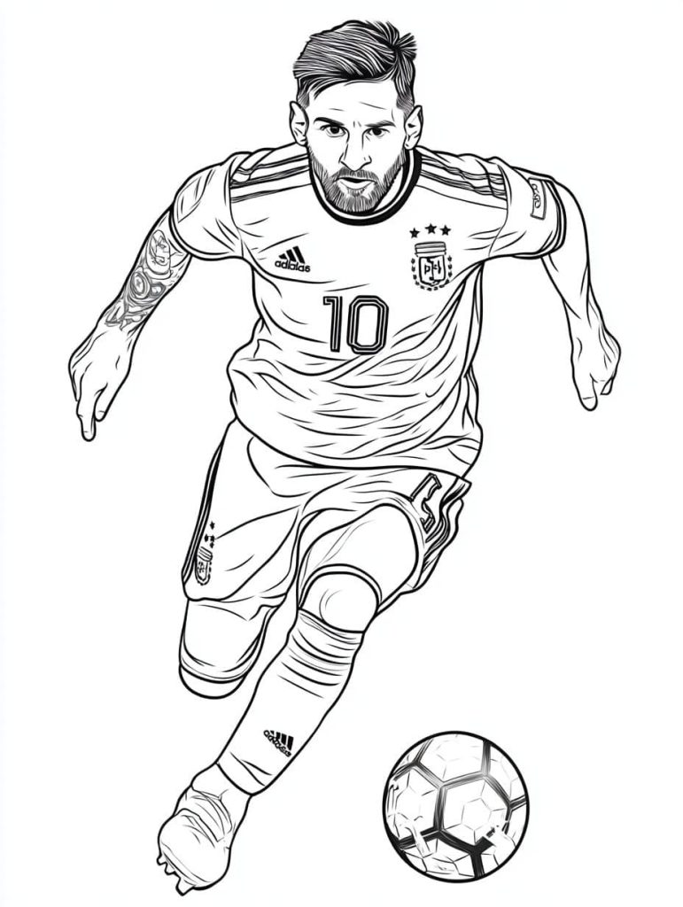Tô màu Messi Đang Đi Bóng 1 Tô màu Messi Đang Đi Bóng giúp bé rèn luyện khả năng tô màu