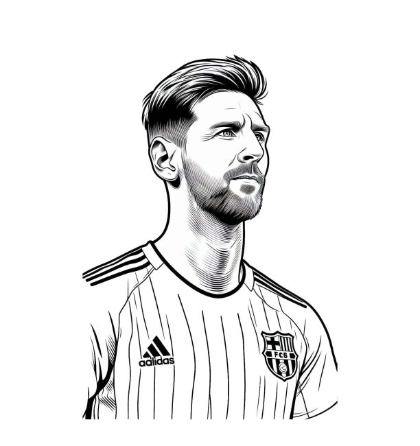 Tô màu Messi Đứng Chào Cờ dễ thương cho bé