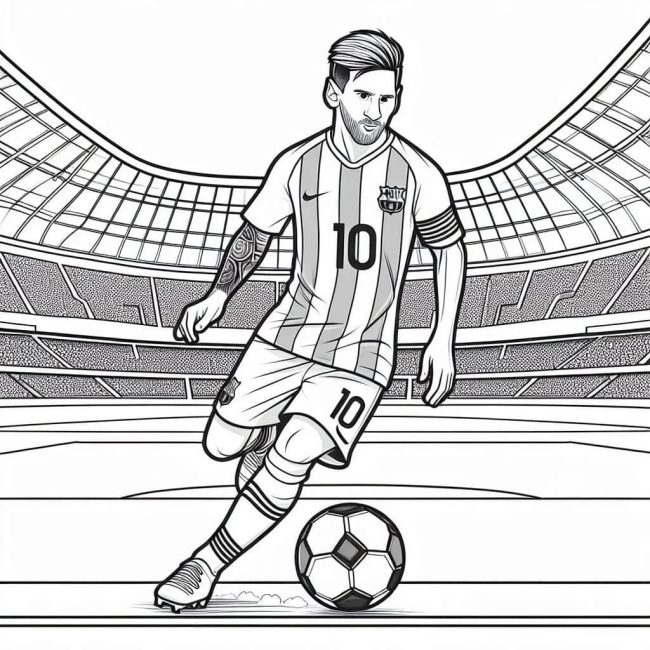 Tô màu Messi Trong Sân giúp bé rèn luyện khả năng tô màu