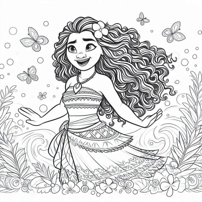 Tô màu Moana Và Bươm Bướm giúp bé rèn luyện khả năng tô màu