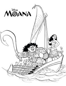 Tô màu Moana và Maui cho bé tập tô