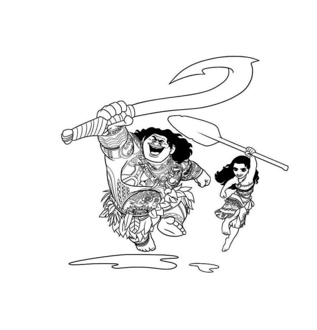 Tô màu Moana Và Maui Vui Vẻ dễ thương cho bé