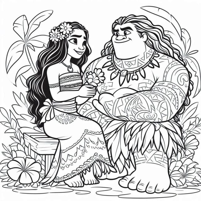 Tô màu Moana VớI Maui cho bé tập tô
